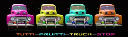 four trucks in sherbert colors